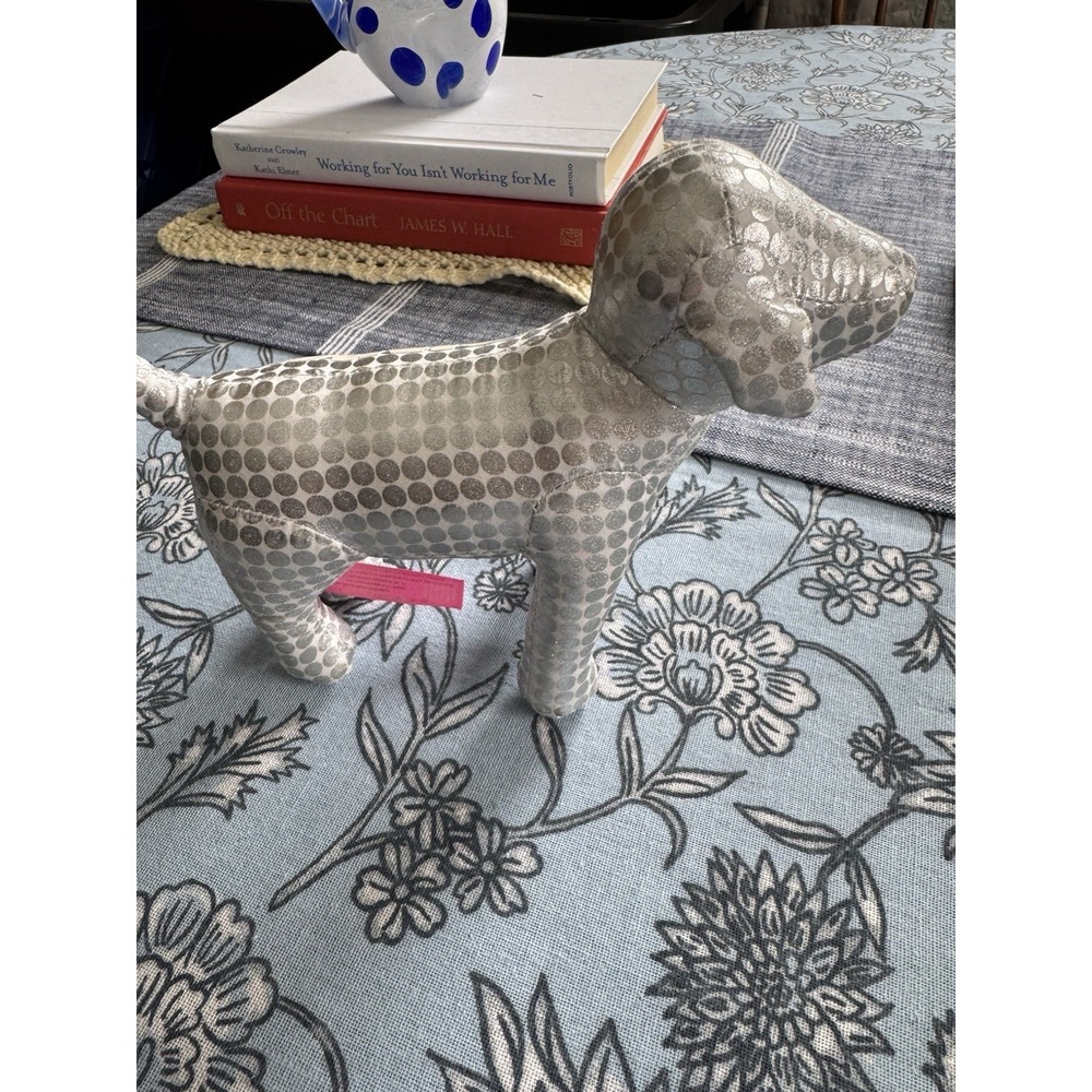 PINK Victoria's Secret Silver Polka Dot Dog Plush